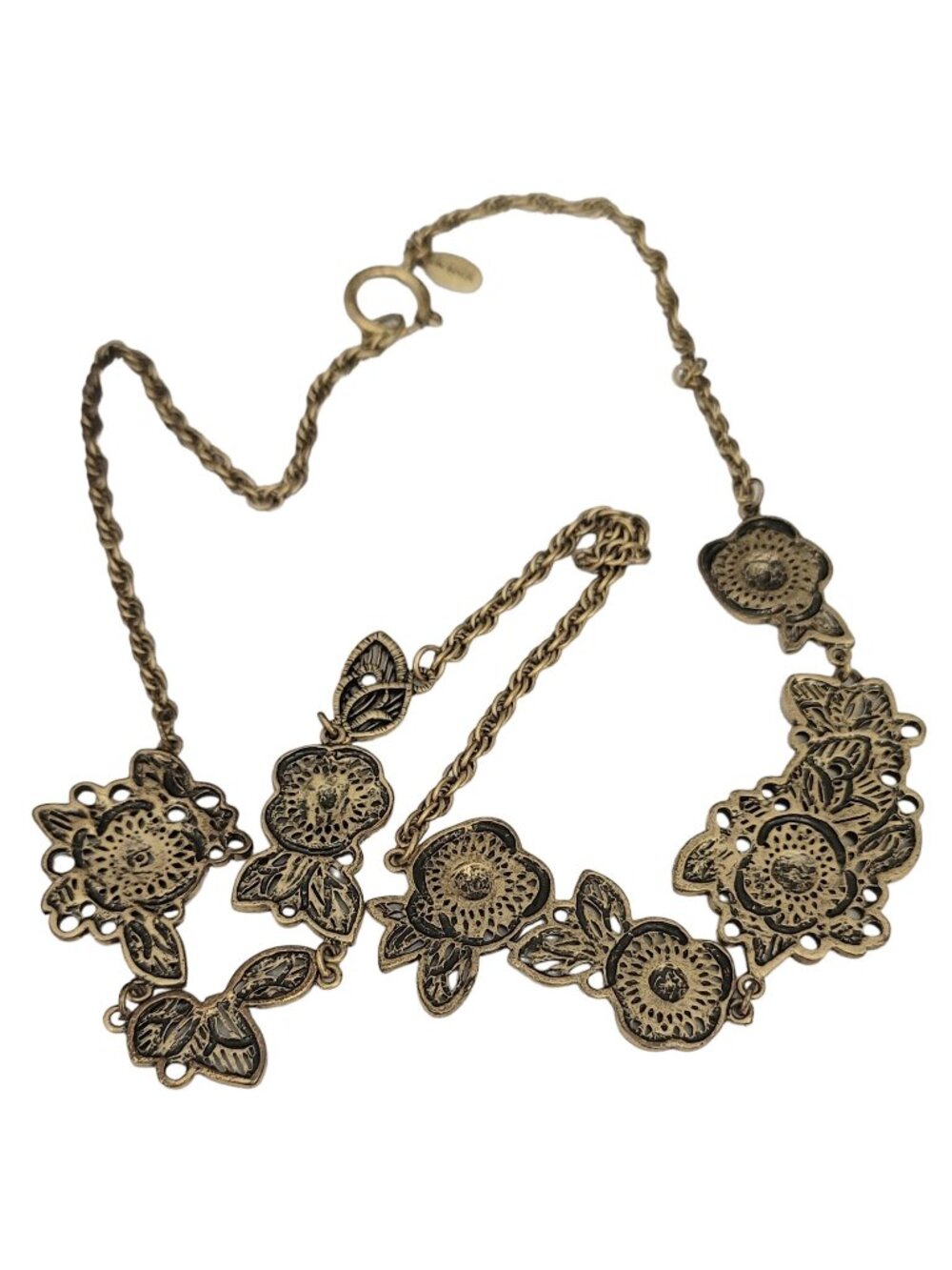Ann Taylor Bronze Tone Flower Stations Necklace, 30" Long